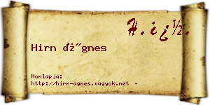 Hirn Ágnes névjegykártya