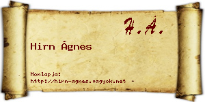 Hirn Ágnes névjegykártya